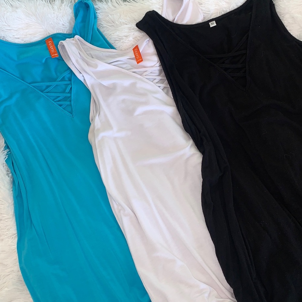 Cross front tank tops